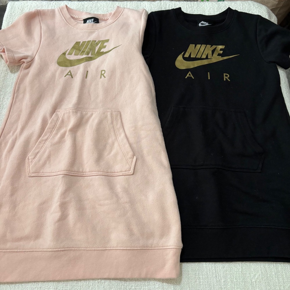 Nike Air Girls Short Sleeve Sweatshirt Dress 2 Pack Pink Black Gold Size 6 M